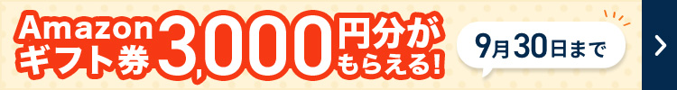 期間中にレビュー投稿をするとAmazonギフト券3000円分がもらえる！(先着20名様、2023年9月30日まで)